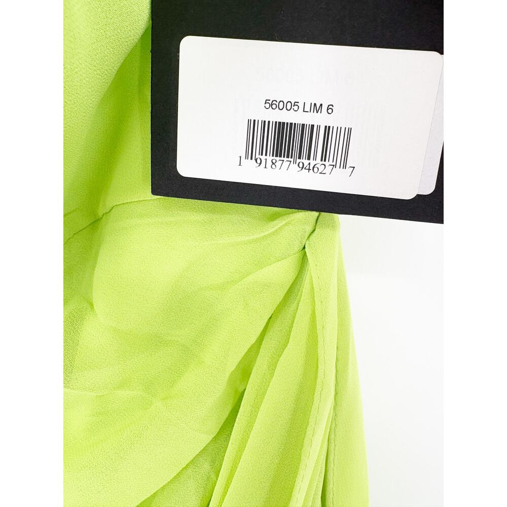 MAC DUGGAL Dress Size 6 Evening Gown NEW Lime Green Strapless Ruched Faux Wrap - Picture 5 of 9